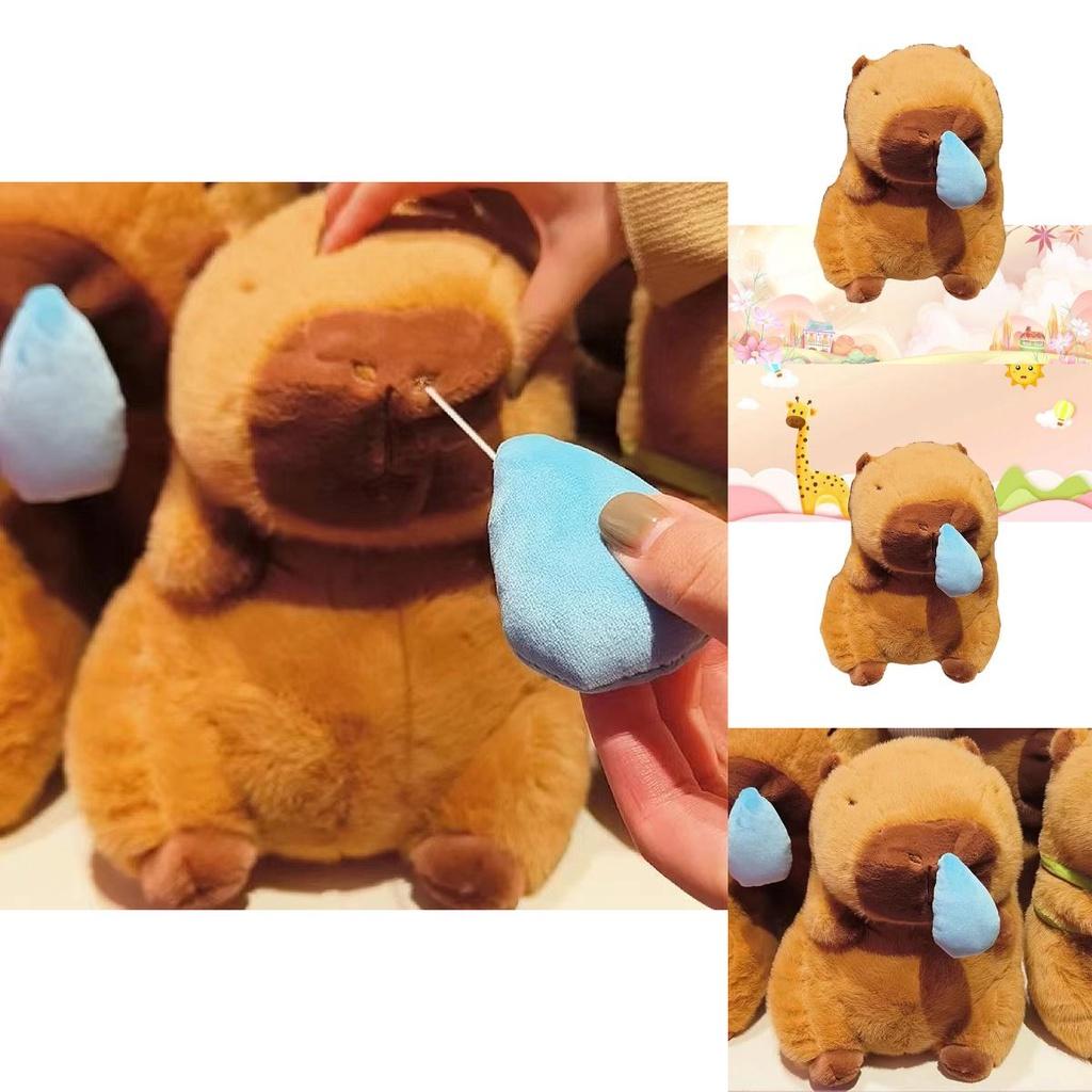 Cute Nose-picking Capybara Plush Toy Pullable And Vibrating Pendant With Cartoon Character 35cm