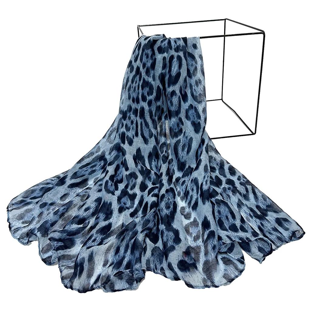 Hijab Fashion con Stampa Leopardo per Donna Sciarpa Lunga Stampata in Filato di Bali Turbanti Musulmani per Donna Sciarpa Hijab Femme Musulman