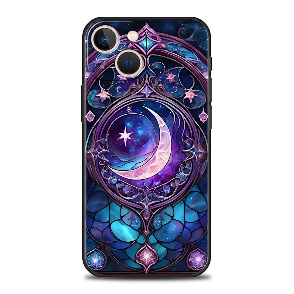 Beautiful Sun Moon Glass Phone Case Cover for iPhone 17 16 15 14 13 12 Pro Max 11 Pro Max 17 AIR Plus Shockproof Soft TPU Shell