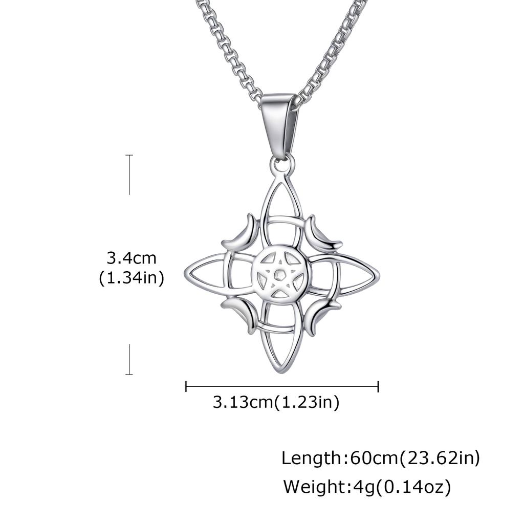 Waterproof Celtic Knot Necklace for Men Women,Witchcraft Moon Pentagram Pendant Necklace,Amulet Jewelry Gift
