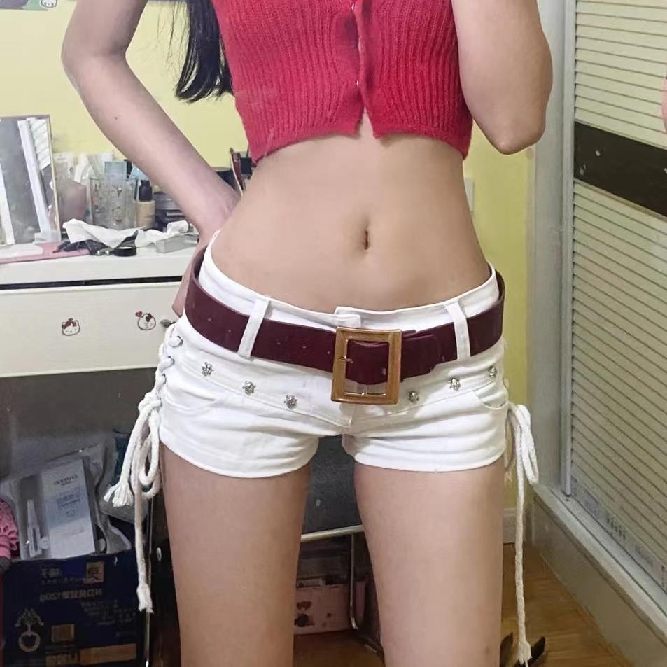 Women's Summer 2025 Niche Design Black Low-Waist A-line Denim Ultra-Shorts