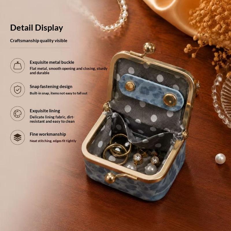 Mini PU Leather Kiss Lock Jewelry Box Leopard Pattern Portable Earphone Storage Case Coin Purse Ring Necklace Travel Organizer for Women