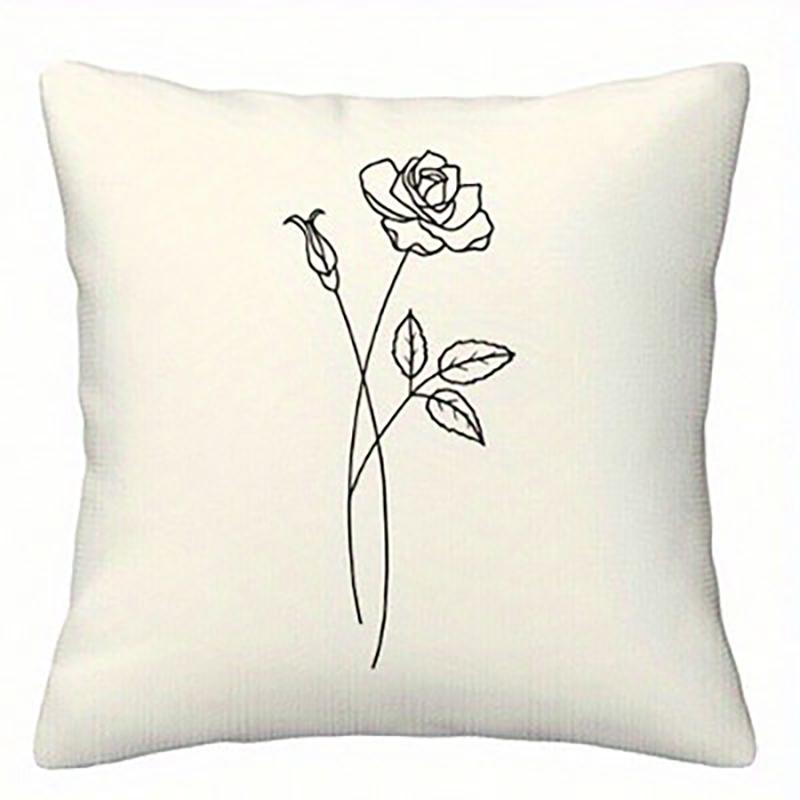 Minimalist Botanical Throw Pillow Covers, Line Art Plant Print Cushion Cases for Home Decor