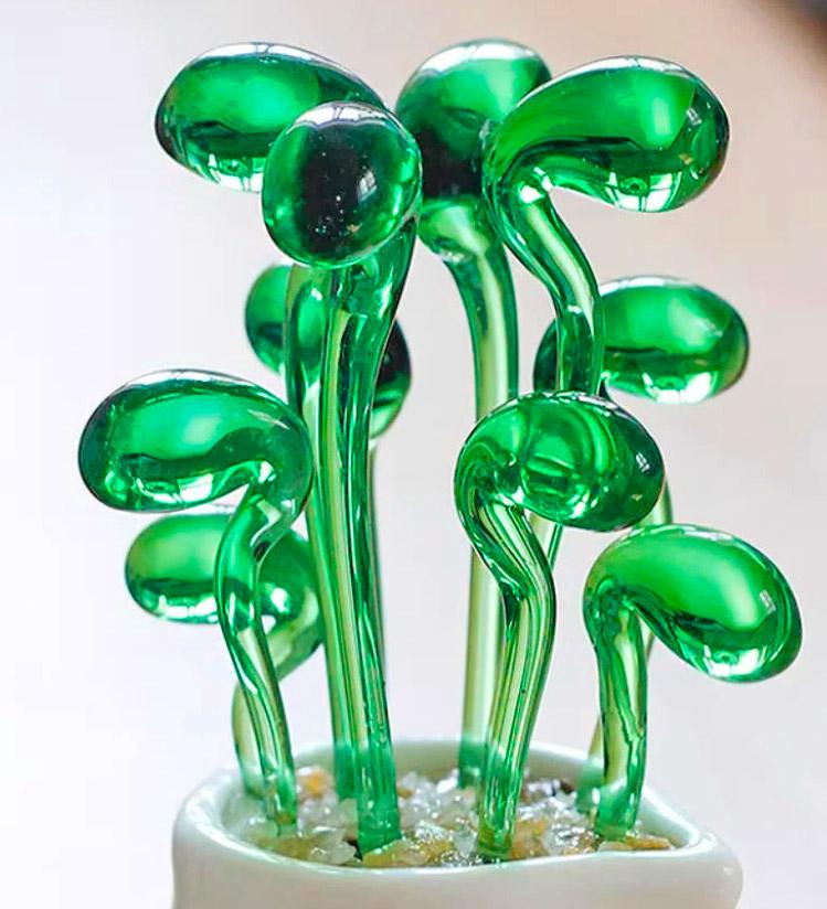Handmade Glass Blown Cactus Cute Crystal Art Cactus Figurines Collectibles Desk Simulation Plants Decorations Mother's Day Gift