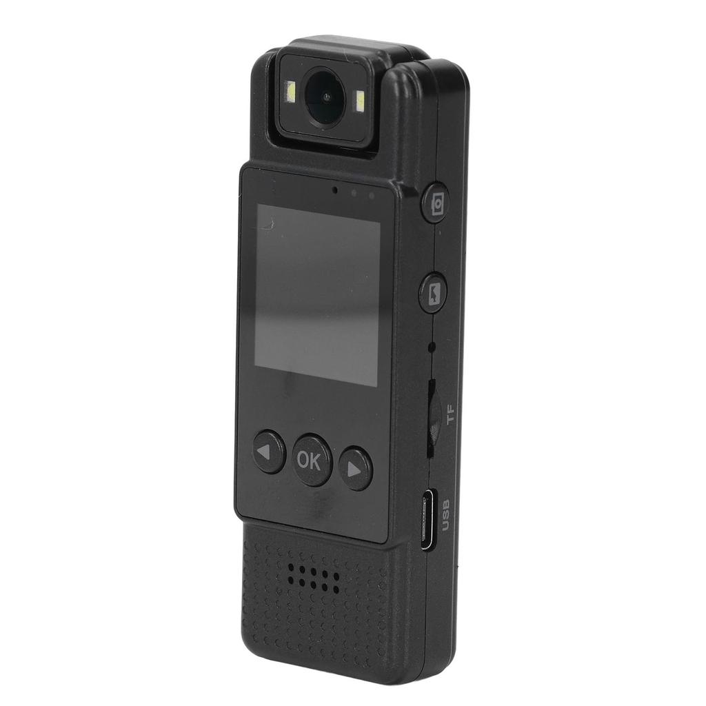 Body Video Recorder Black 1080P Portable 180° Rotatable Lens 1.3 Inch LCD Screen Supports Back Clip 