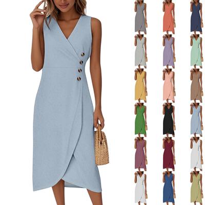 Beach Dresses For Women Spring Summer Elegant Wrap V Neck Floral Boho Dress Flowy Ruched Hawaiian Maxi Dress