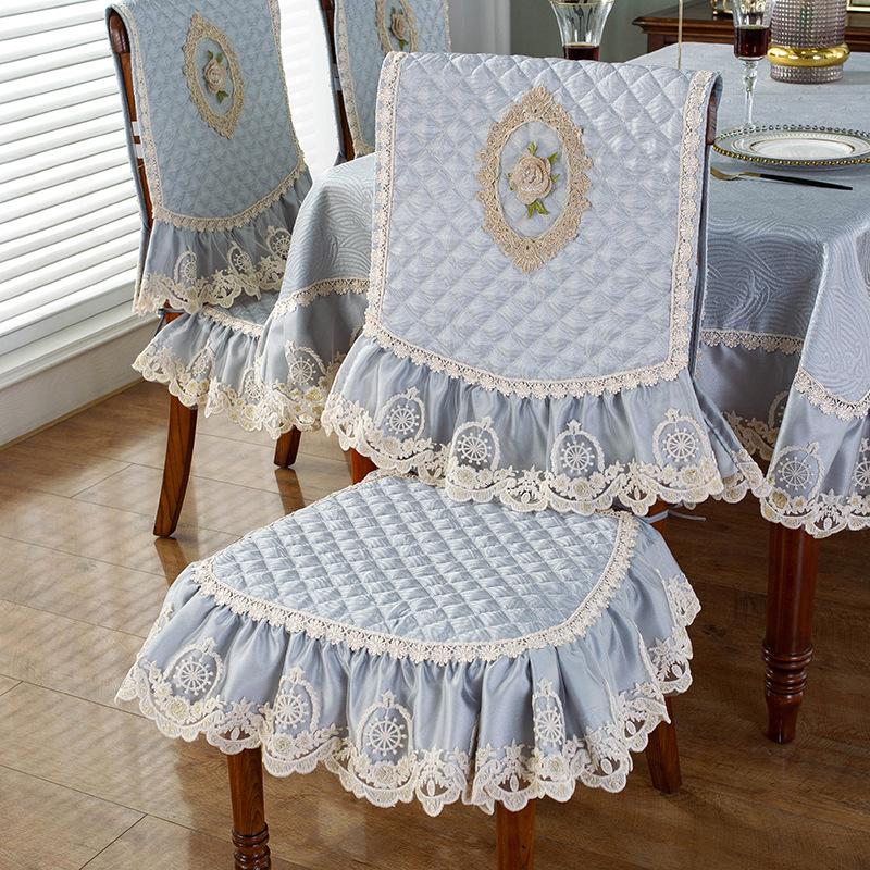 Modern Minimalist Style All Season Universal Chair Covers Quilted Embroidery Anti Slip Thick Stool Protect Pad European Lace Tablecloth Home Decorat