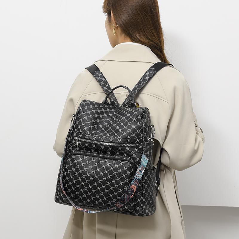 Damen-Reiserucksack, weicher Leder-Druck-Rucksack