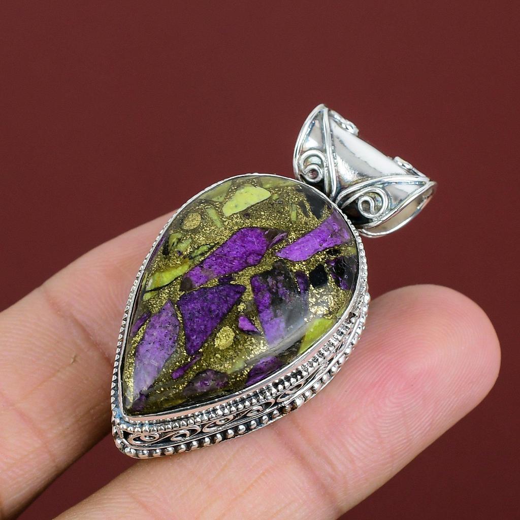 Copper Purpurite Pendant Natural Gemstone Pendant 925 Sterling Silver Pendant Vintage Pendant Decent Jewelry Handmade Pendant Wedding Gifts