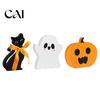 Decorative Wood Pieces for Gatherings 3Pcs/Set Halloween Tiered Tray Decorations, Cute Ghost Pumpkin Black Cat Festive Orange And Tabletop Displays