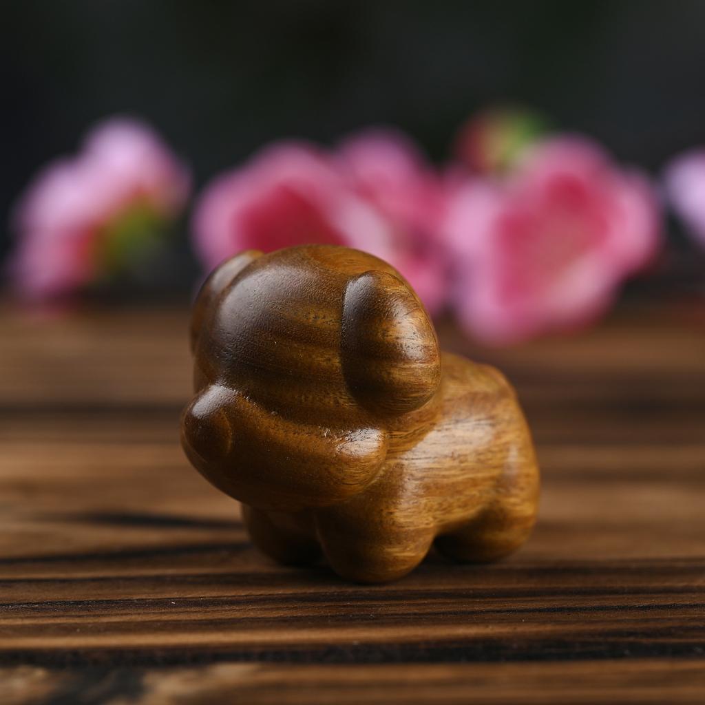 Green Sandalwood Little Puppy - Healing Cute Cartoon Pet, Creative Home Wooden Carving Ornament, Handheld Art Piece
