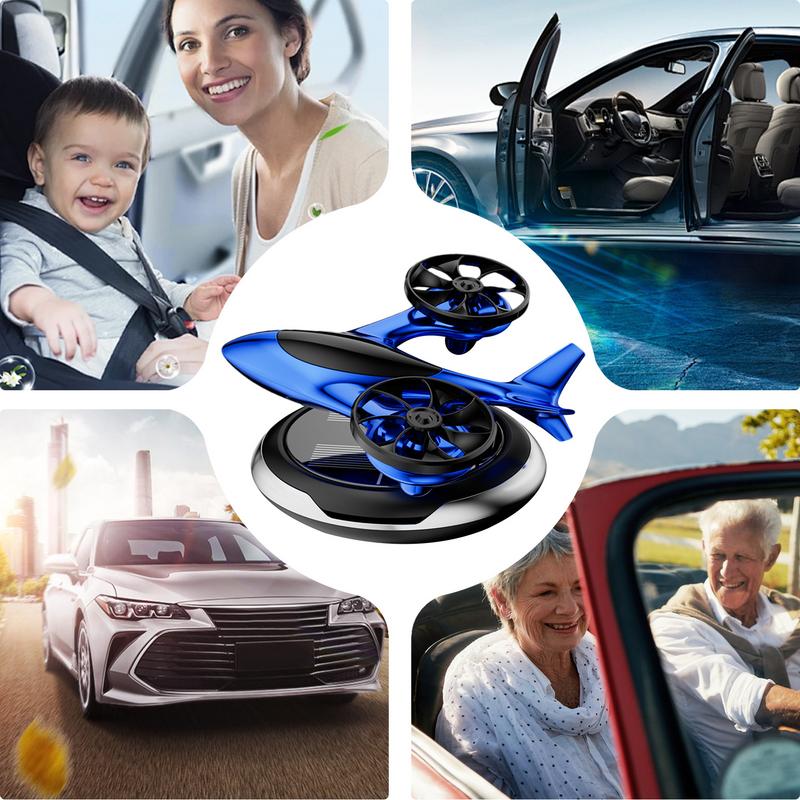Para ornamentos de aromaterapia, difusores de óleo de carro solares, purificador de ar de carro rotativo movido a energia solar, avião bimotor, aromaterapia de carro