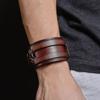 Herren Echte Leder Breite Manschette Armband Punk Stil Geometrisches Design Verstellbar Unisex Armband Mode Accessoire