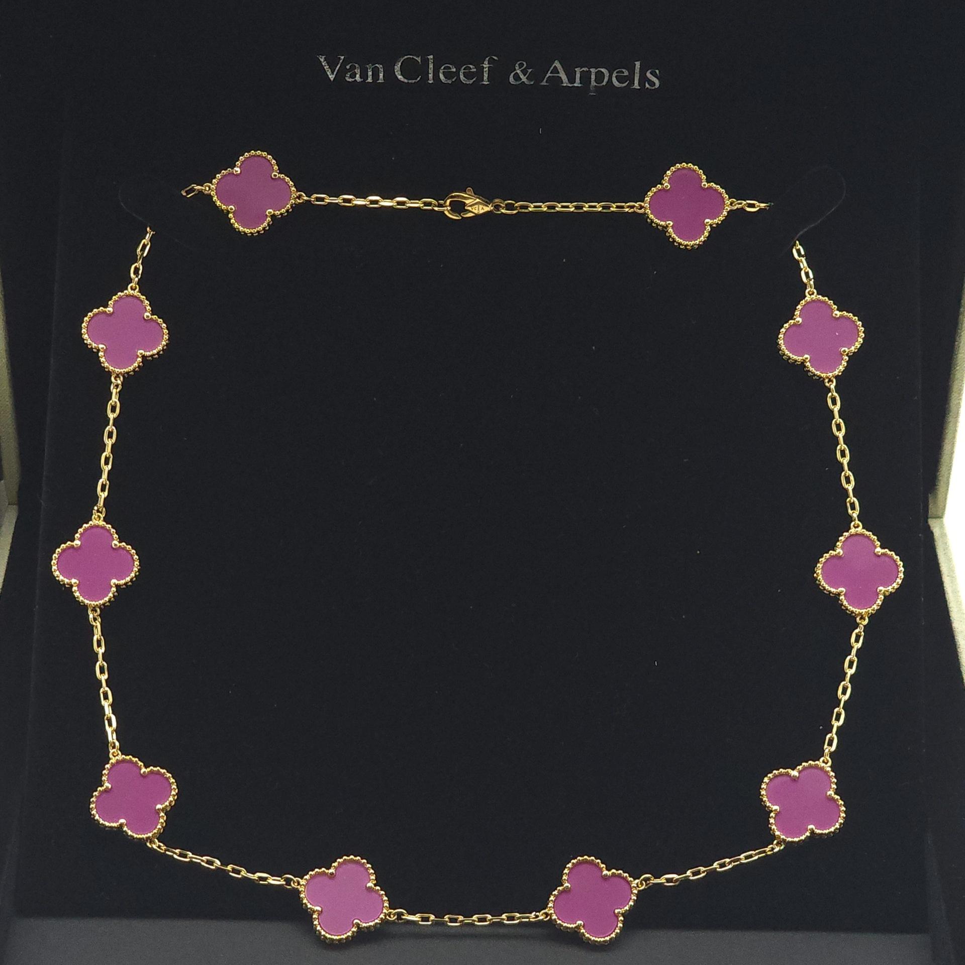 

Титановая сталь не теряет цвет Натуральная ракушка Четырехлистный клевер Цепочка с десятью цветками Двусторонняя цепочка на ключицу с четырехлистным клевером quality goods