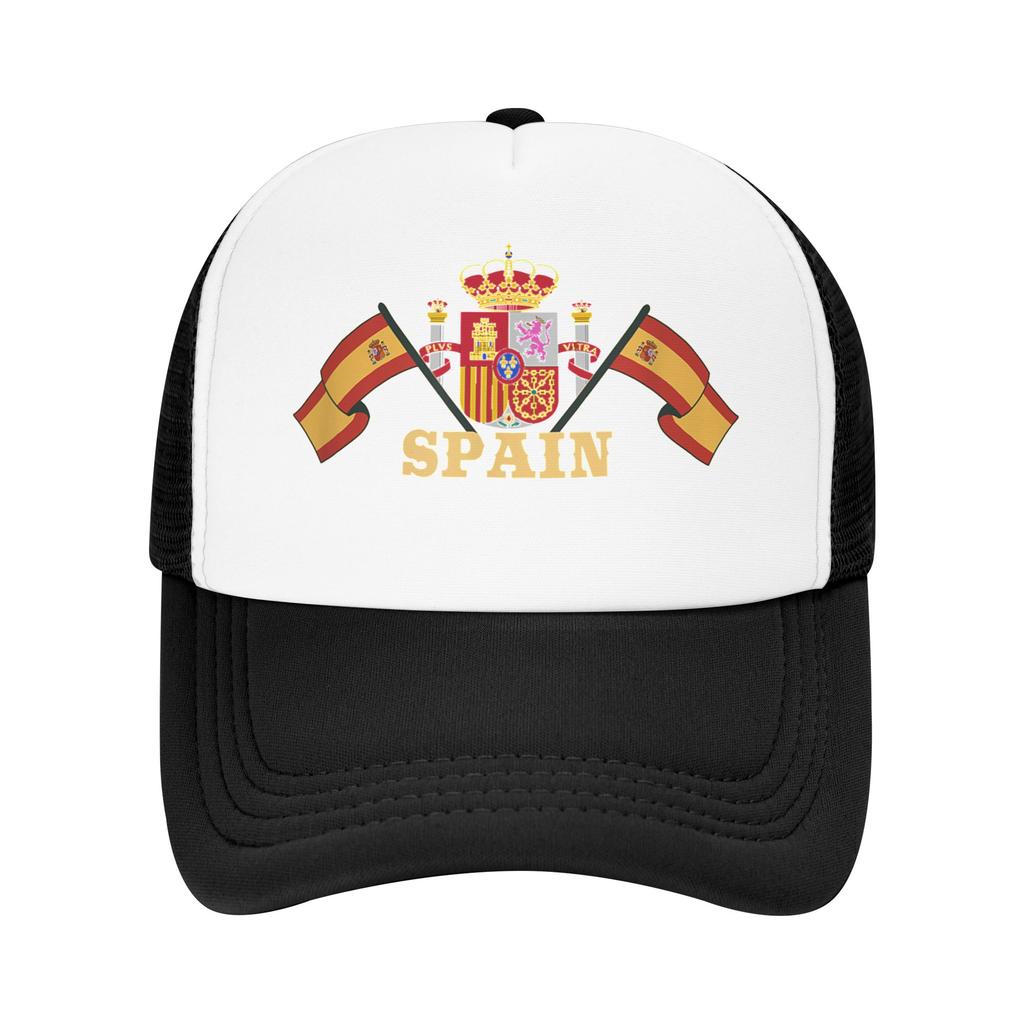 Het wapenschild van Spanje Zonnehoeden Spaanse Vlag Vintage Unisex Unisex Mesh Hip Hop Hoeden Vizier Print Wandelen Vissen Pet