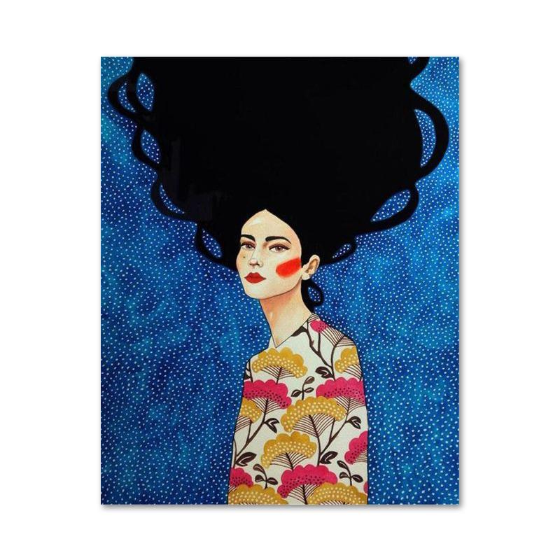 Abstract Style Girl Portrait Canvas Paintings Modern Figure Posters Prints Wall Art Pictures for Living Room Bedroom Home Decor