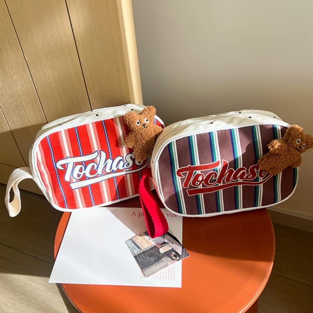 

Letter Children Clutch Bag Bear Kids Coin Purse Portable Stripes Handbag Girl кавовий