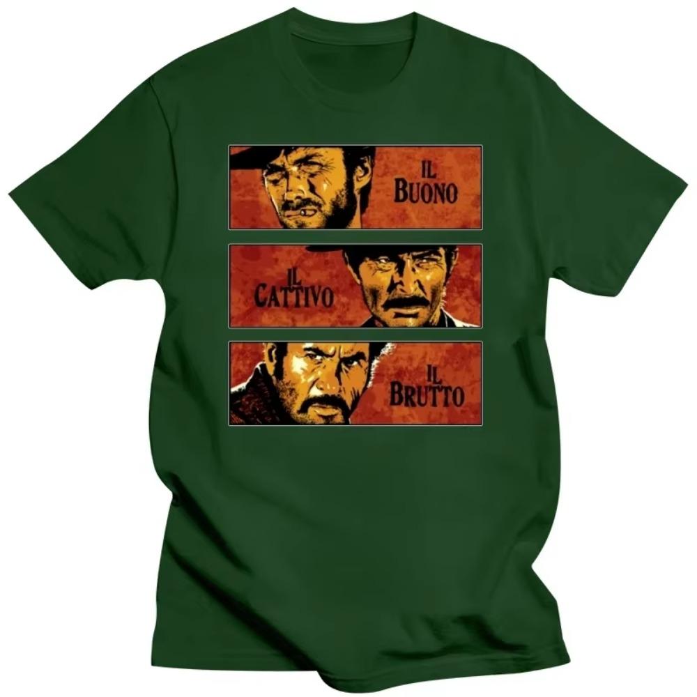 Vintage The Good The Bad And The Ugly T Shirt Homens Manga Curta Algodão Puro Tee Print Il buono brutto cattivo Camisetas TV T-shirt