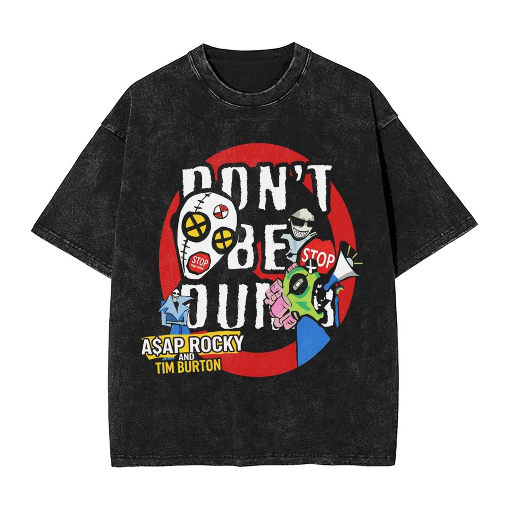 Design AAP Headscar Vintage Washed TShirt Men 100Cotton Clothing Streetwear Asaps  Oneck Short Sleeve