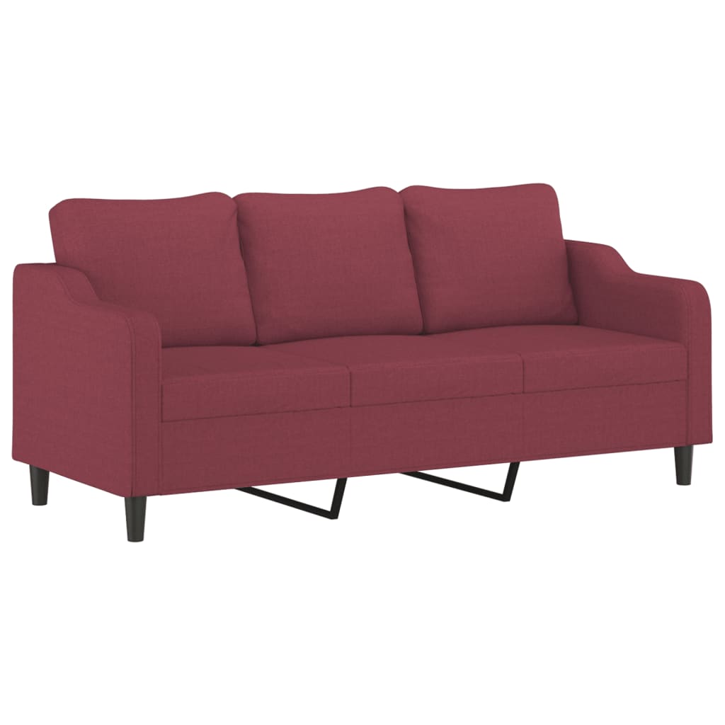 3 Seater Sofa Wine Red 180 cm Fabric
