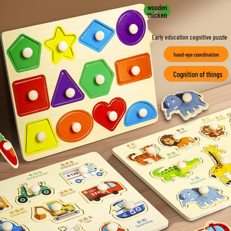 Montessori Cognitive Animal & Transport Puzzle Board for Kids