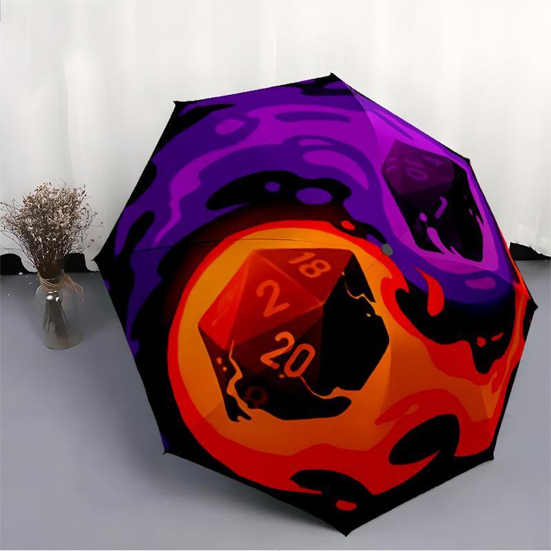 1pc D20 Dice Folding Umbrella, Durable, Suitable for Outdoor Activities or Rain, Suitable for Commuting Yy251027065