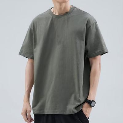 Men Solid Color T-Shirt Round Neck Short Sleeve Summer Tee Casual Loose Fit Tee Shirt for Daily Life Parties Street Beachwear