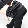 Women's Fleece Leggings Solid Color Regular Size Jean Look Jeggings Tights for Autumn and Winter
