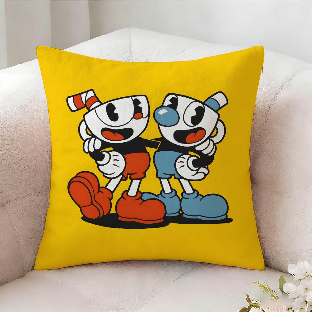 C-cuphead Anime Pillow Case Pillowcase, Double-sided Printed, Sofa Cushion, Bedroom Headboard Pillow