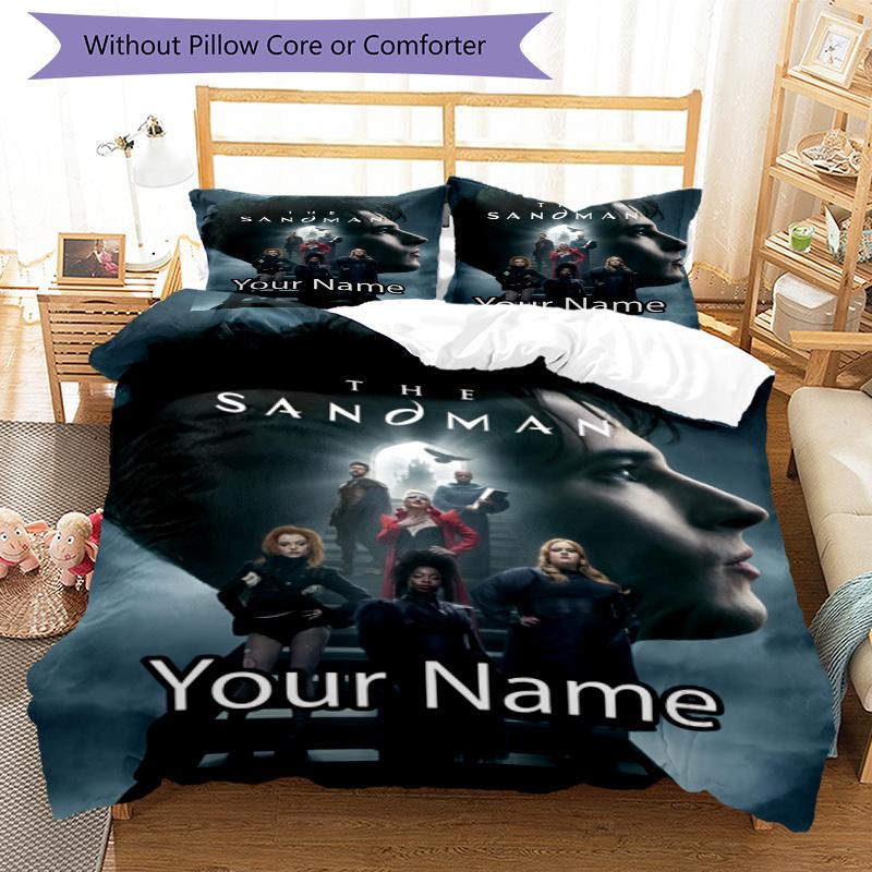 3pcs Custom Name Sandman Bedding Set Duvet Cover Closure Includes 1 Duvet Cover & 2 Pillowcases, Soft and Comfortable for All Seasons.