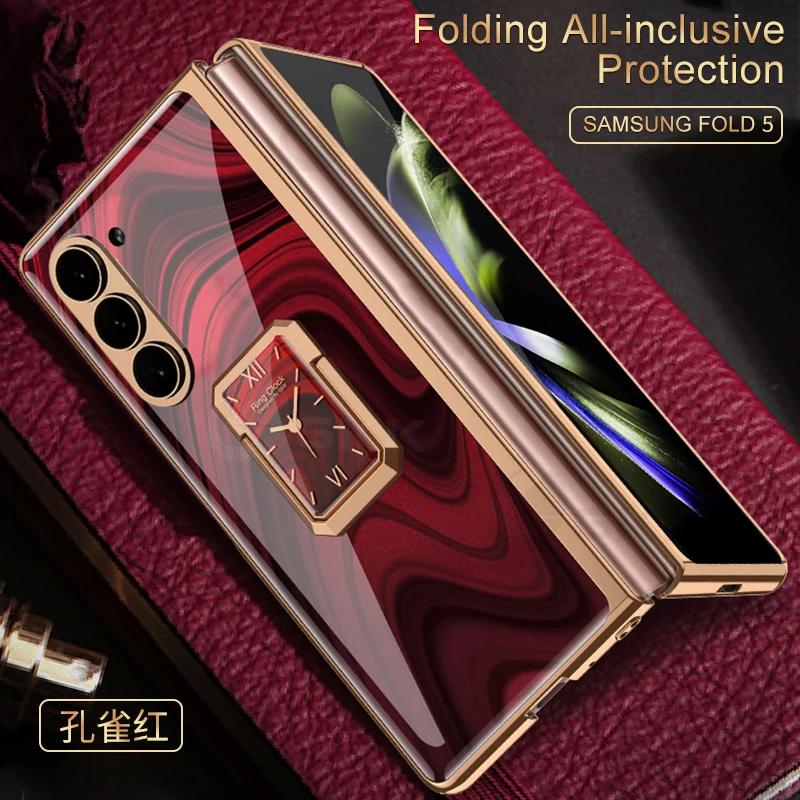 

Painted Tempered Glass Stand Case For Samsung Galaxy Z Fold 7 6 5 All-included Plating Screen Glass Cover For Galaxy Z Fold5 Case Samsung Galaxy Z Fold 5