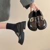 Autumn New Mary Jane Shoes Black Platform Small Leather Shoes Women's Round Head High Heel One Pedal Loafers