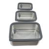 3PCS Food Storage Container Set 304 Stainless Steel Food Prep Container Lunch Box with Airtight Glas