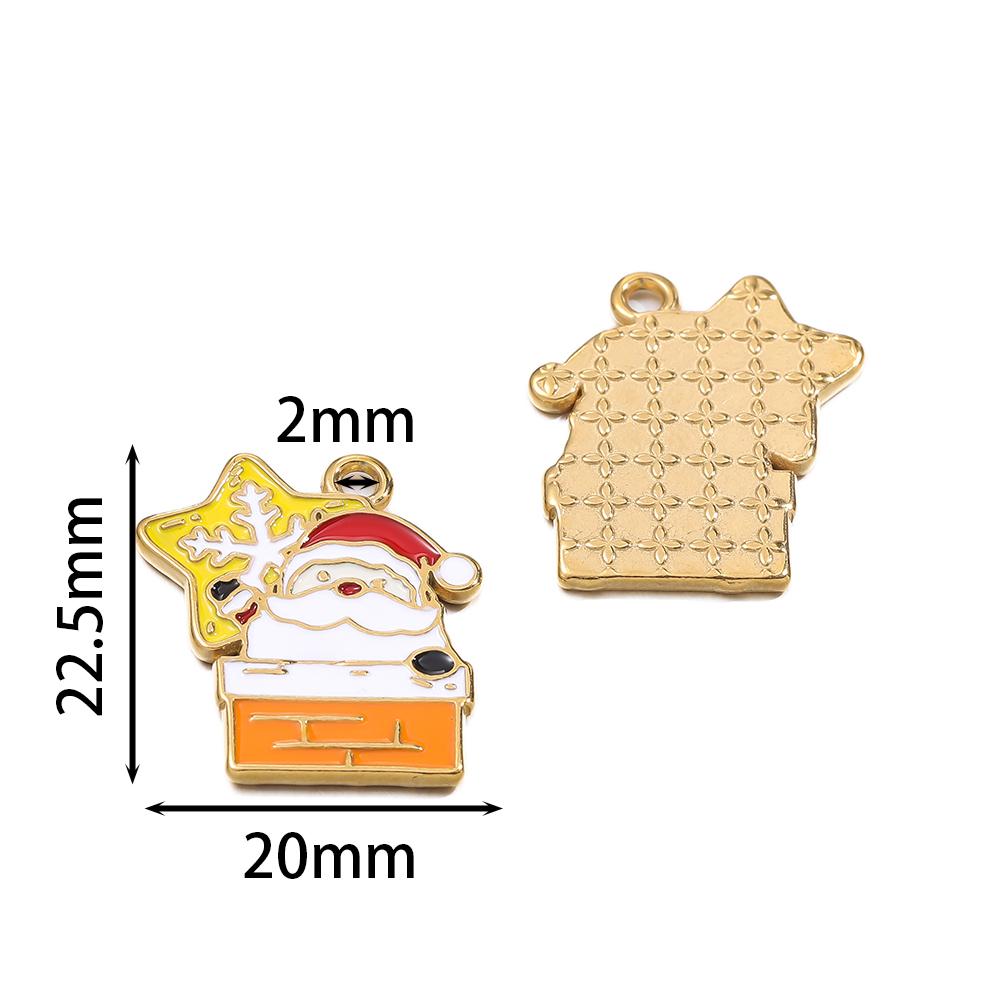 1pcs Stainless Steel Christmas Charms Gold Color Santa Claus Christmas Tree Enamel Pendants For DIY Earrings Necklaces Making