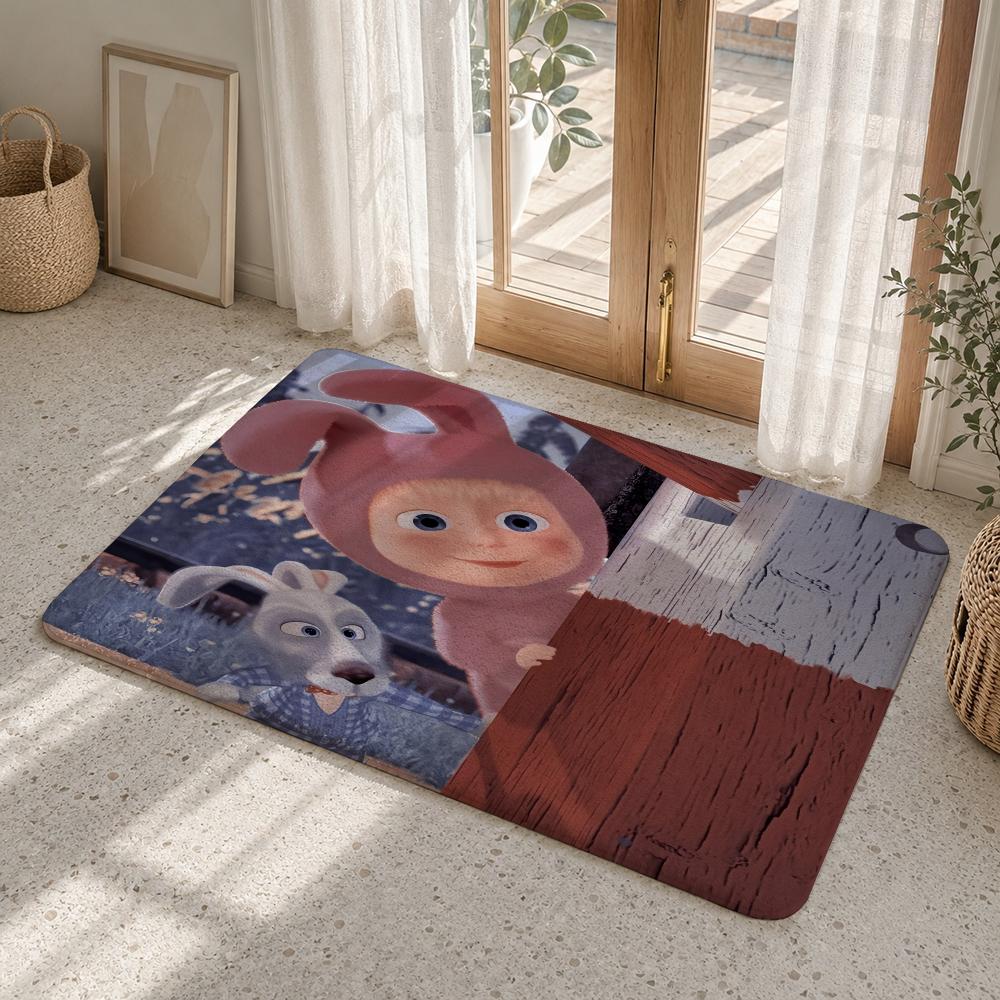 M-Masha And The B-Bear Floor Mat Flannel Rug Non Slip Absorbent Soft Washable For Entryway Hallway Bathroom Kitchen Decor