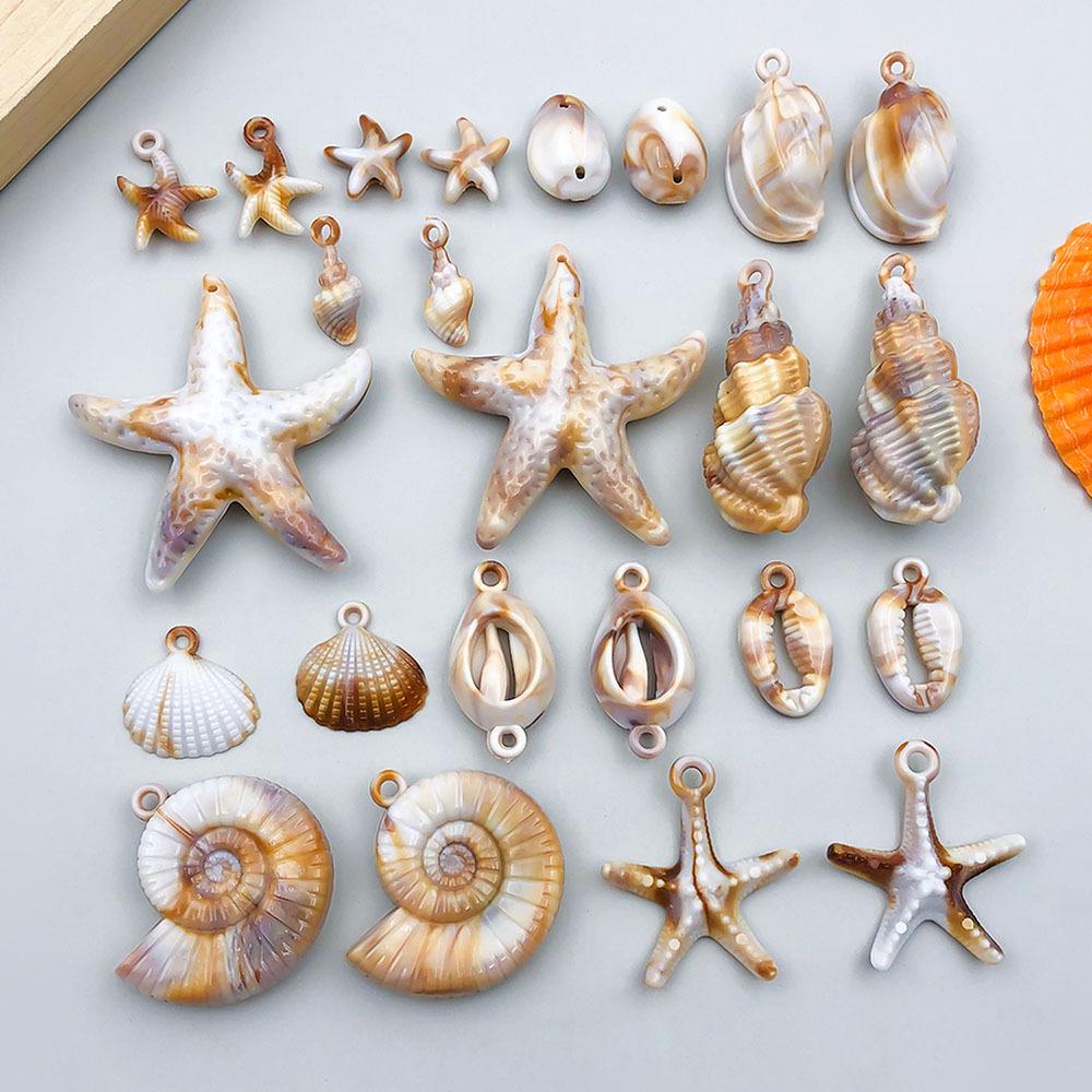 New Acrylic Ocean Conch & Starfish Pendant Charm for DIY Bracelets & Necklaces