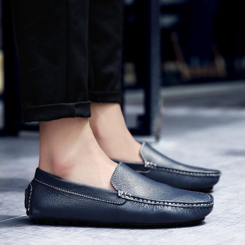 Leather Breathable Mocasines Casual Loafers Leather Shoes For Men Slip On Formal Italian Driving Flat Chaussure Homme Large Size