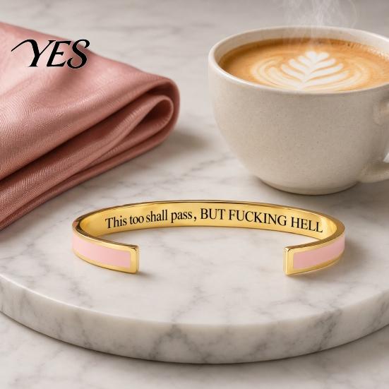 Bracciale Semplice di Alta Gamma Anche Questo Passerà Bracciale a Braccialetto con Mantra, Regolabile Inciso Motivazionale Comodo Braccialetto da Polso Informazioni Nascoste