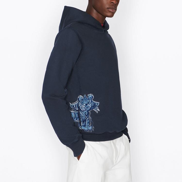 DIOR Quarterly New Products Sweatshirts Men's Blue Hooded Moderate Regular 213J644A0531-C585