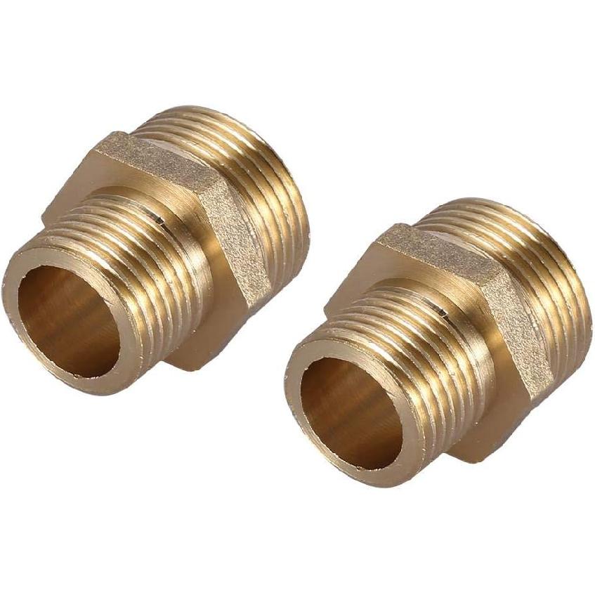 Brass Pipe Fitting,External Thread 3/4" To 1/2" Hex Nipple Reducing Male Pipe Water Tube Fitting Quick Set (Intensification)