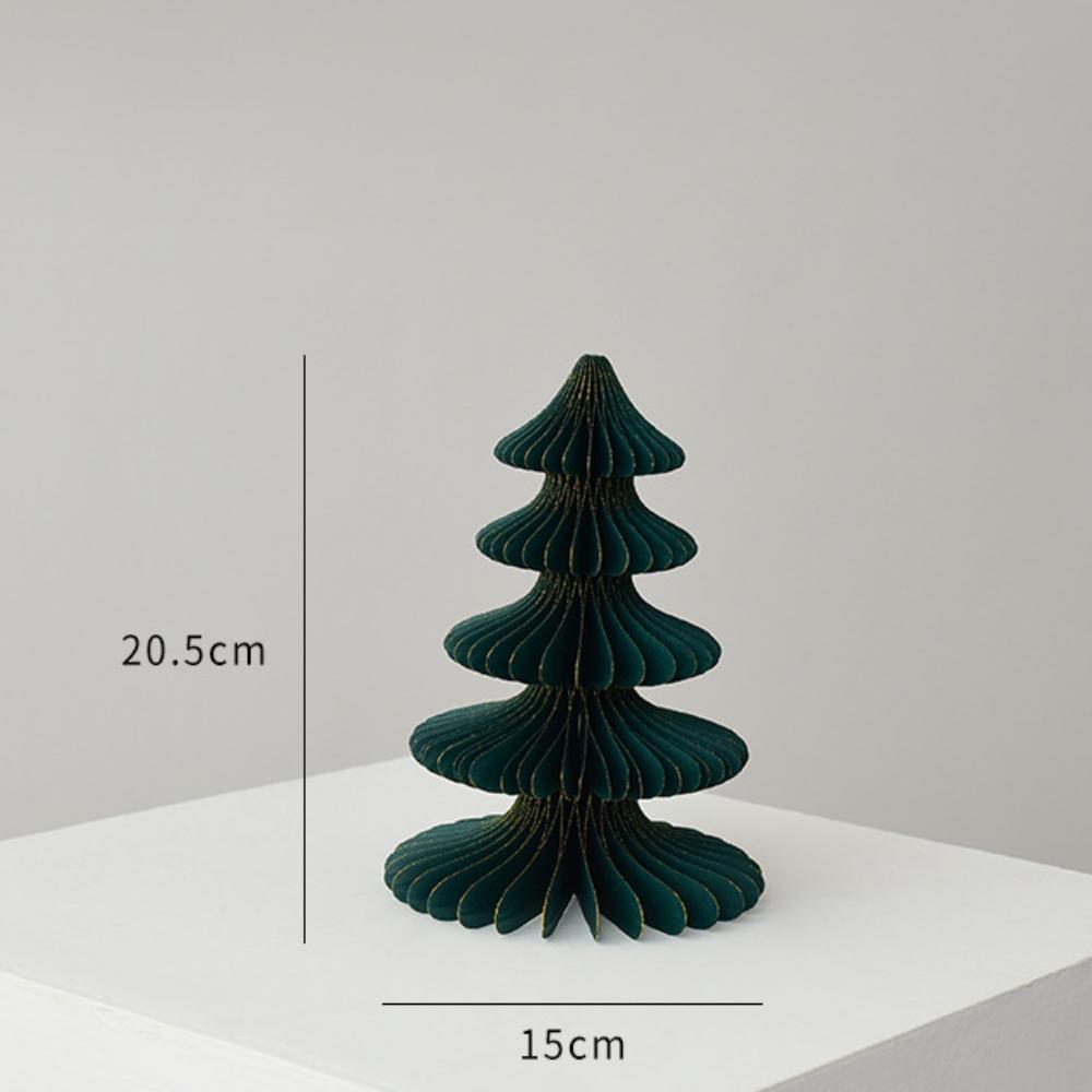 

DIY Handmade Christmas Tree Ornament Paper Desktop Xmas Statue Trendy Honeycomb Ball Party Favors Style A-20.5cm Green