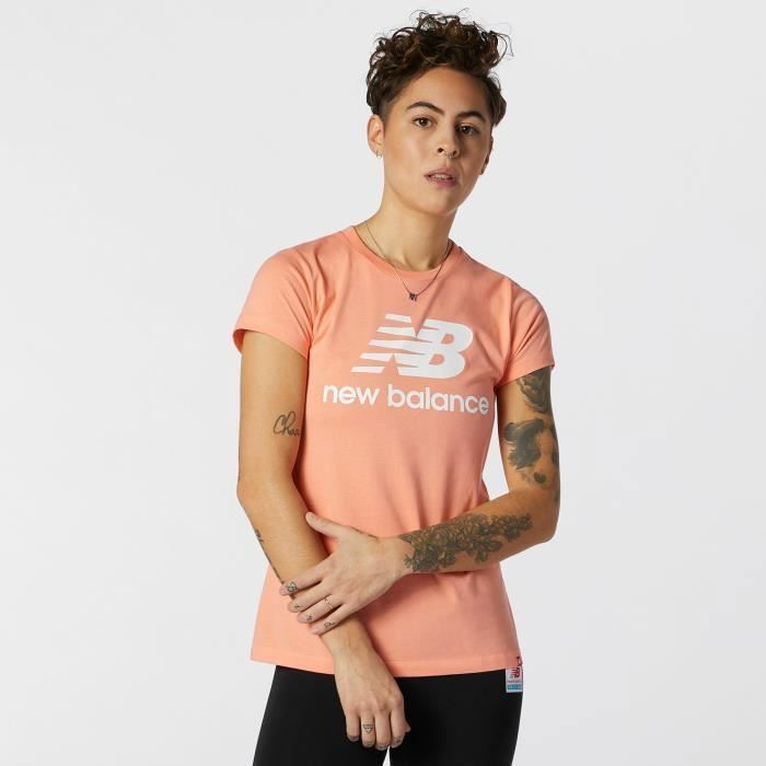 T-shirt Femme New Balance Essentials Stacked - Paradise Pink - XL