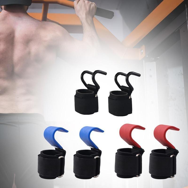 2PCS Pull up Strength Training Device Workout Weightlifting Fitness Hand Grips Lifting Straps Metal Weight Lifting Hooks
