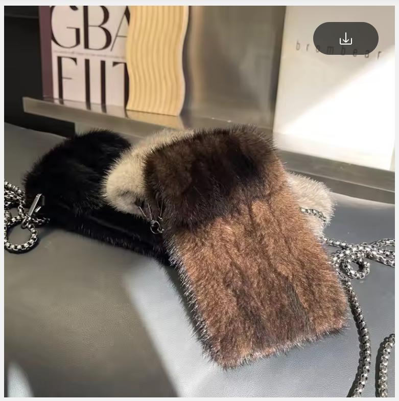 Real Mink Fur Bag Crossbody Bags For Women Phone Bag Lady Shoulder Bags Real Fur Bag Female Messenger Bag Winter Handbag Ladies