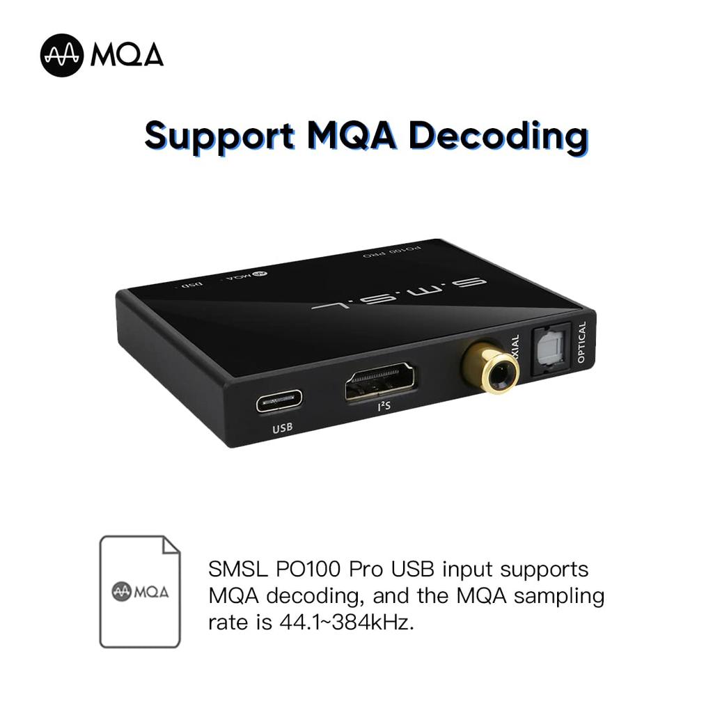 SMSL PO100PRO MQA DDC XMOS XU316 Audio USB Μικρός Φορητός Μετατροπέας Διεπαφής USB για Μετατροπέα Ψηφιακού σε Αναλογικό, Είσοδος Τύπου C, IIS/Οπτική/Ομοαξονική