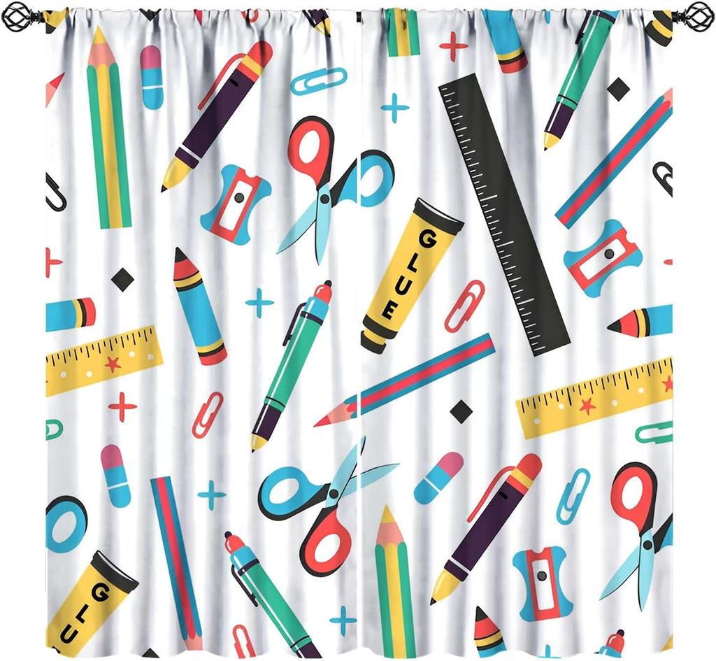 Fun Math Blackout Curtains, Mathematics Formula Learning Knowledge Educational Window Drapes for Kids Learners Bedroom Living