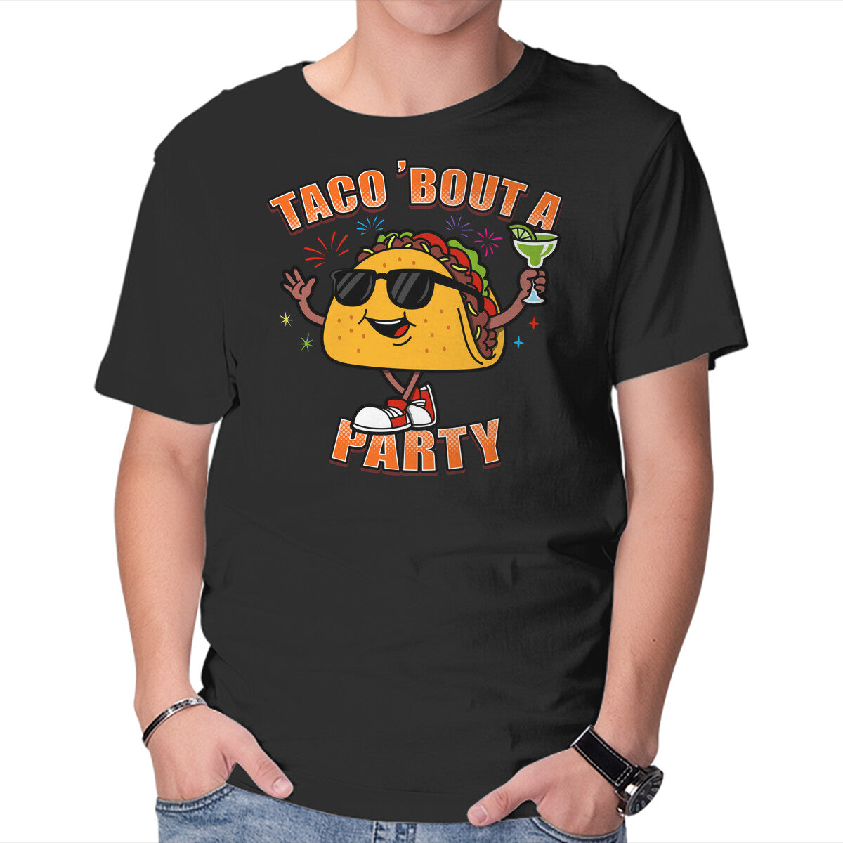 Unisex Crew Neck T-Shirt Taco Bout A Party Graphic Short Sleeve Casual Tee M