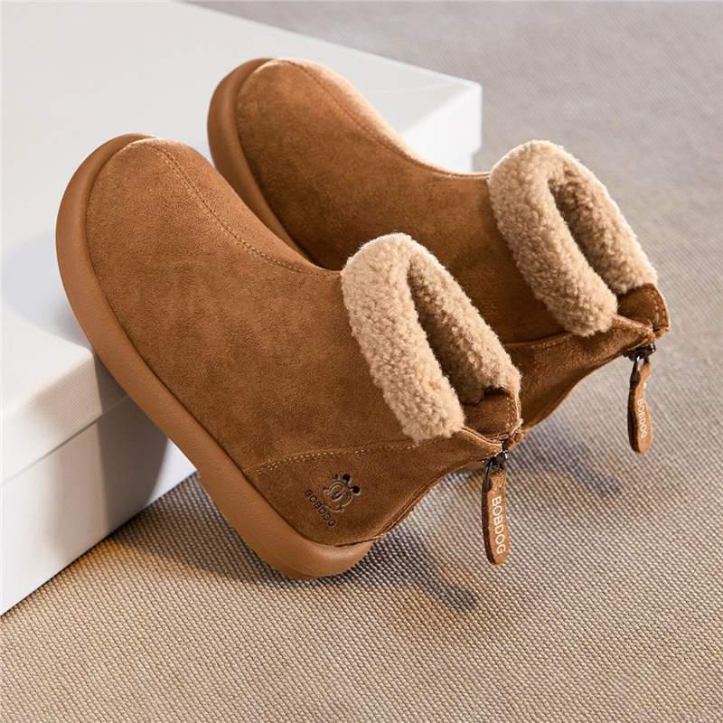 Girls' Martin Ankle Boots - Stylish, Velvet-Lined Leather for Autumn/Winter 2025