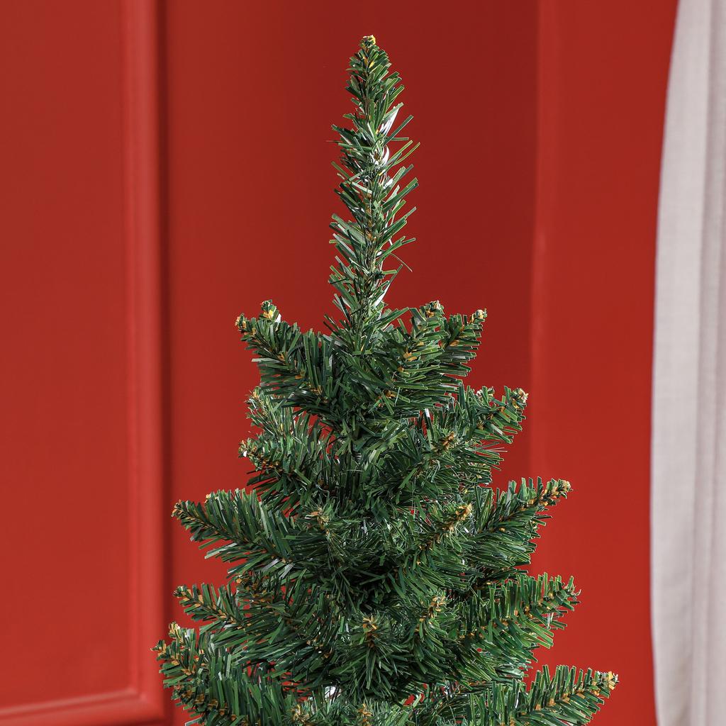 150cm Pencil-Shaped Christmas Tree with Foldable Base and 317 Branches for Bedroom or Office (Green)