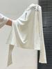 Women's Versatile White Half-Zip Round Neck Long Sleeve T-Shirt for Spring/Autumn